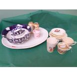 2 blue and white fruit bowls, selection of children's cups and saucers etc