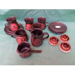 Black ground part stoneware coffee set etc (16 pieces)