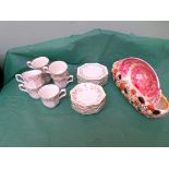 Johnson Brothers floral patterned green bordered tea set (22 pieces), Masons port dish etc