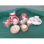 Tray of 20th Century part bone china tea and coffee services incl Grosvenor china (31 pieces) etc