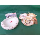 Magpie lot of mixed china incl money box, Bavarian fruit bowl, nut dish, Myott jug etc (7 pieces)