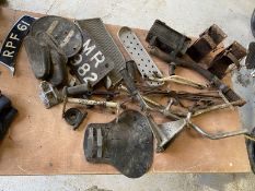 A quantity of various motorcycle parts, mainly Douglas.