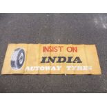 An Indian Tyres rectangular workshop banner, 91 x 30".