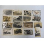 WWI Motoring Interest - 16 rare postcards showing many staff cars including Crossley, Humber,