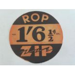 An early R.O.P. ZIP petrol pump price ticket.