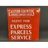 An Eastern Counties Omnibus Company Agent for Express Parcels Service double sided enamel sign, 17 x