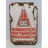 A German convex enamel sign, 15 1/4 x 23 1/4".