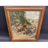 An Edwardian maple framed motoring print titled 'When Papa Drives the Motor', 19 3/4 x 22 1/2".