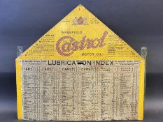 A rare and early Wakefield Castrol Motor Oil tin cabinet sign detailing the various grades of oil