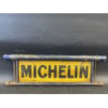 A Michelin double sided tin advertising sign from a tyre rack, 16 x 5".