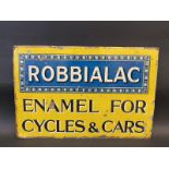 A Robbialac Enamel for Cycles & Cars rectangular tin advertising sign, 18 x 12".