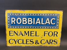 A Robbialac Enamel for Cycles & Cars rectangular tin advertising sign, 18 x 12".