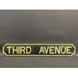 A cast metal street sign for 'Third Avenue', by repute this was cast by Rolls Royce and fitted at