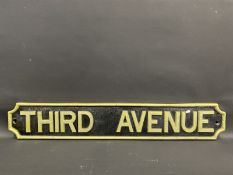 A cast metal street sign for 'Third Avenue', by repute this was cast by Rolls Royce and fitted at