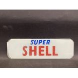 A Super Shell glass petrol pump brand insert, 12 x 3 1/2".