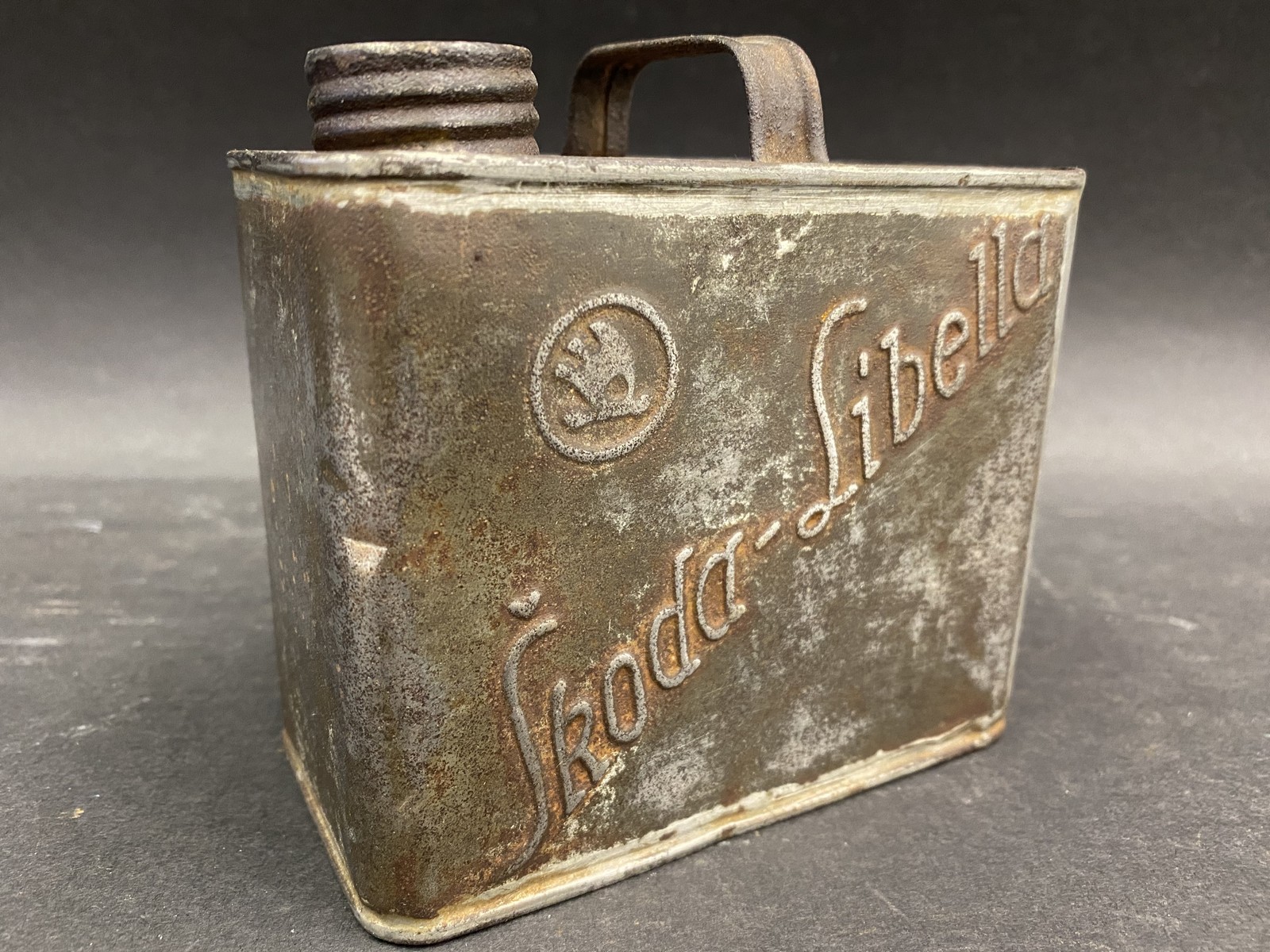 A very rare Skoda motor oil tin can.