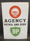 A Shell/BP Agency rectangular enamel sign in excellent condition, 27 x 39".