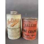 An early 'Hallite' Flake Graphite tin and a Foliac graphite tin.