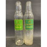 Two BP Energol pint oil bottles.