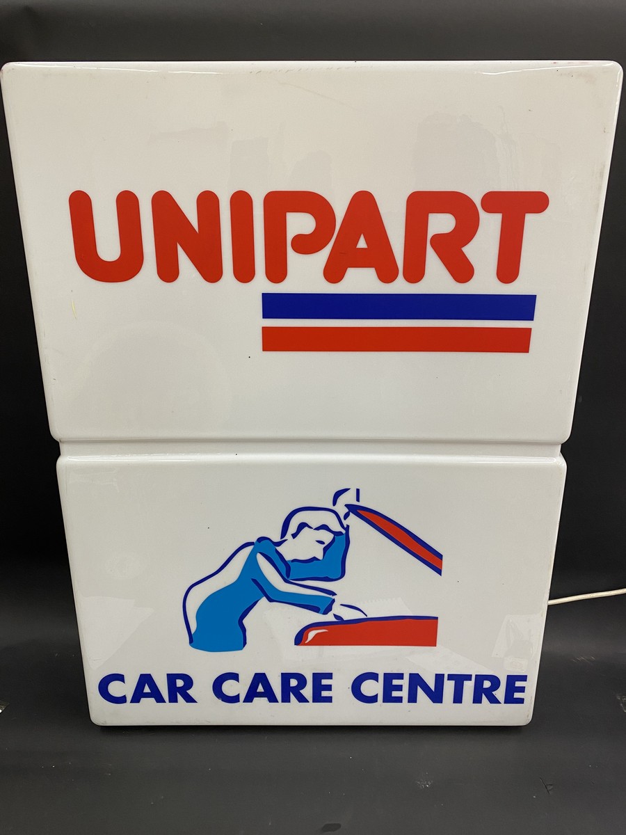 A Unipart Car Care Centre illuminated lightbox, 30 x 39".