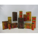 A collection of Dunlop tins to include three dusting chalk tins, repair outfit tins etc.