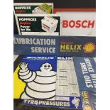 A selection of garage forecourt signage to include Michelin, Bosch etc.