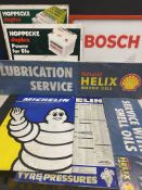 A selection of garage forecourt signage to include Michelin, Bosch etc.