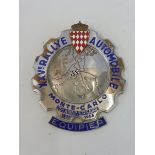 A Monte Carlo XXV Rallye 25th Anniversary part enamel car badge.