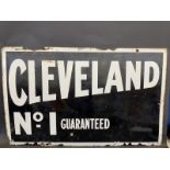 A Cleveland No.1 Guaranteed rectangular enamel sign by Patent Enamel, 48 x 30".