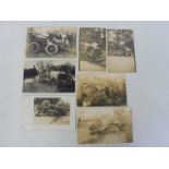 Veteran/Edwardian Motoring - six early black and white postcards and one photograph of crashed