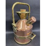 A County Borough of Wallasey five litre copper and brass bound petrol measure.