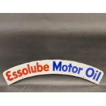 An Essolube Motor Oil curved double sided enamel sign cabinet or larger sign pediment in superb