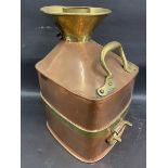 A County Borough of Dudley 'Checkpump' copper and brass bound three gallon petrol measure.