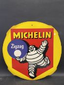 A Michelin 'Zigzag' pictorial hardboard advertising sign, 24 1/2 x 24 1/2".