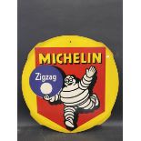 A Michelin 'Zigzag' pictorial hardboard advertising sign, 24 1/2 x 24 1/2".