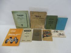 A selection of motorcycle and other volumes including Lucas, Triumph, BSA etc.