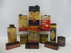 A box of assorted tins to include Romac, Chemico etc.