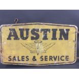 A rare pair of Austin Sales and Service aluminium signs by Taylor Signs mounted back to back with