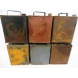 Four War Department two gallon petrol cans, dated 1942, 1943 and 1944, plus two others, two with