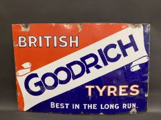 A British Goodrich Tyres rectangular enamel sign by Bruton of Palmers Green, 36 x 24".