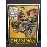 A Champion spark plugs garage advertising poster of fairly modern manufacture, mounted on card, 20