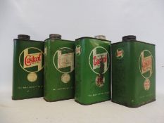 Three Wakefield Castrol rectangular quart cans and a similar three pint can.