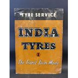 An India Tyres rectangular tin advertising sign, 19 1/2 x 14".