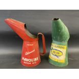 A Havoline Motor Oil quart measure dated August 1952 and a Duckhams 20-50 quart measure.