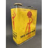 A good Shell Lubricating Oil gallon can with 'robot/stick man' motifs, good bright colour and