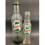 A Castrol Motor Oil quart glass bottle and a pint similar.