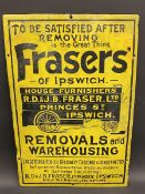 A small Fraser's of Ipswich part pictorial enamel sign with older amateur retouching, mainly