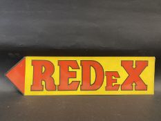 A Redex double sided directional arrow card sign, 21 1/2 x 5 1/2".