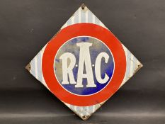 An early RAC lozenge shaped single sided enamel sign, 18 x 18".