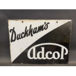 A Duckham's Adcol rectangular double sided hanging enamel sign, 24 x 18".